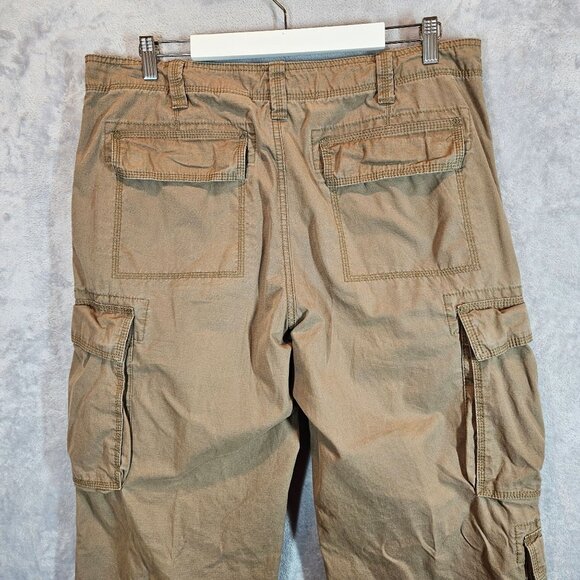 Eddie Bauer Mens 36x30 Khaki Cargo Pants Cotton Relaxed Fit Multi Pockets - Picture 3 of 16